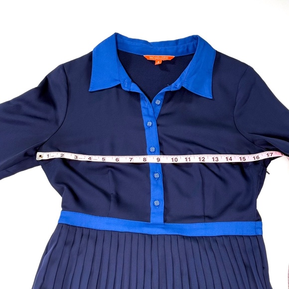 ModCloth Just My Typist Pleated Shirtdress Navy Pockets Size 6 Retail $99 💙👗✨ - Picture 6 of 16